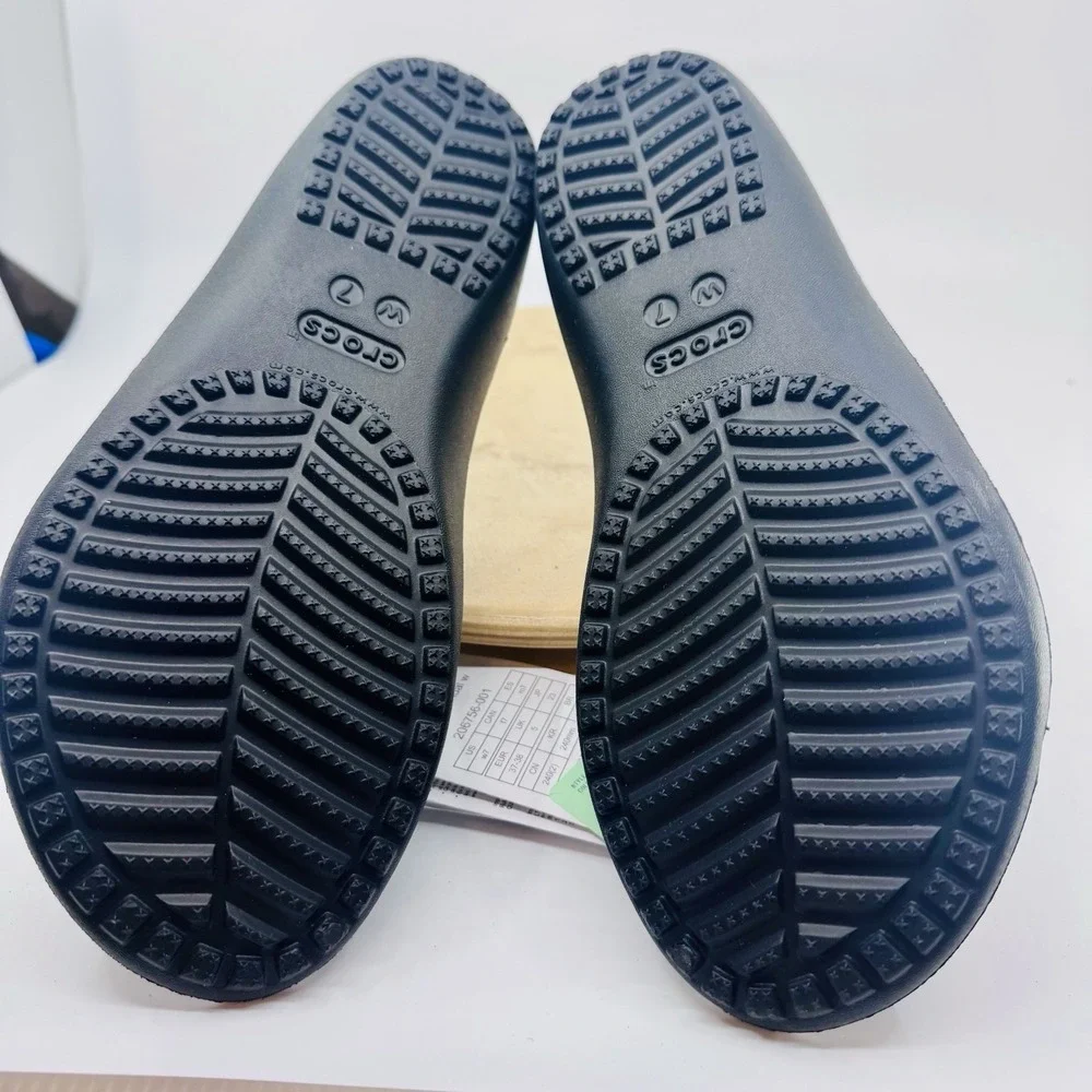 Crocs Kadee II Sandals Shoes Women's 7 Black Summer Casual Comfort Slip On NEW
